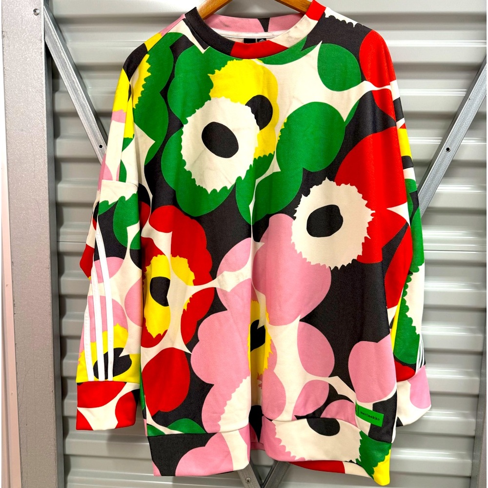 adidas Off-the-Shoulder Sweater in Pink, Green, Red, Yellow, Black, White